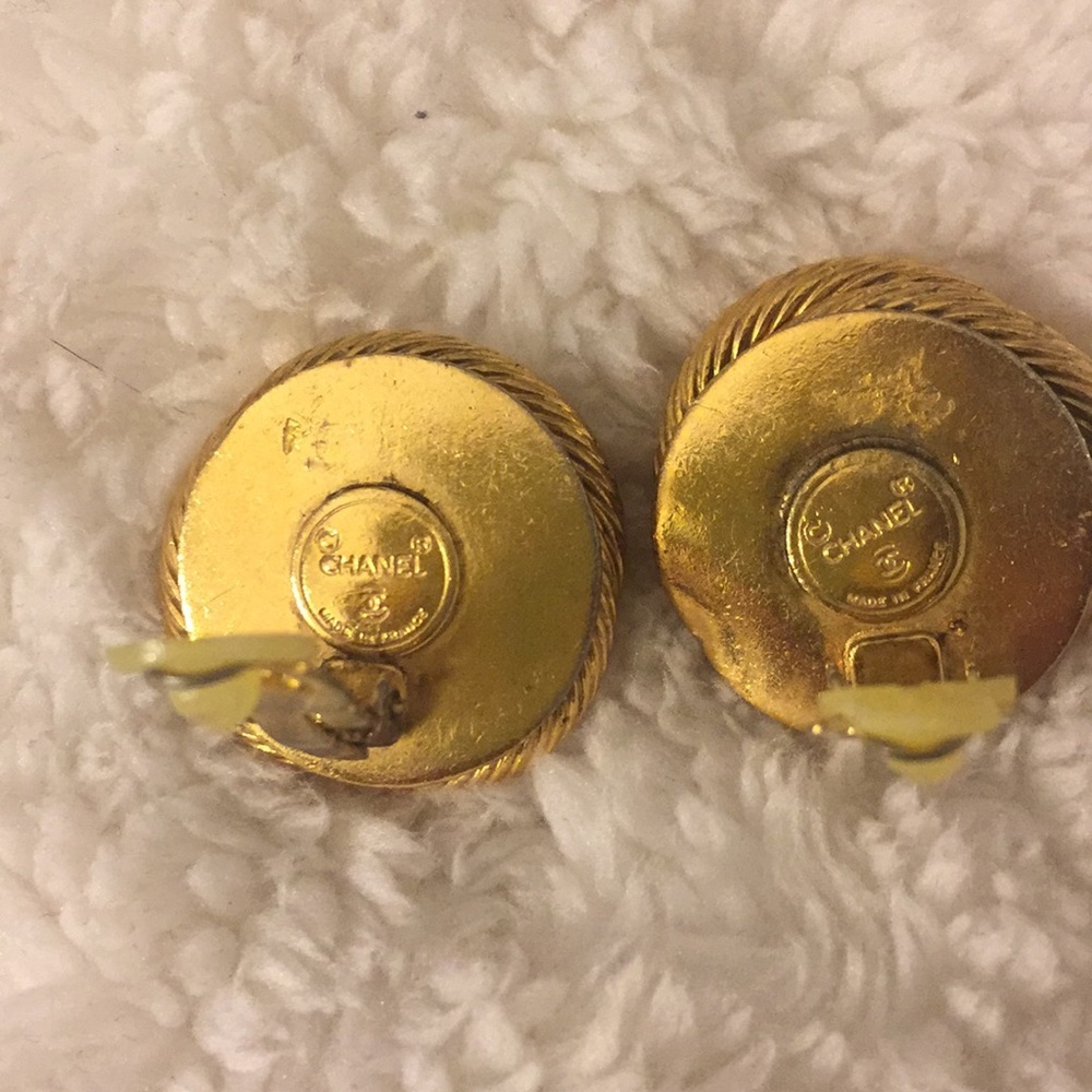 Chanel Golden Twist Rope Glass Bead Earrings - Picture 5 of 5